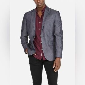 NWT Express Men’s Suit Blazer Jacket Slim Fit Denim Indigo Blue 42R